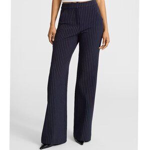 NEW Editor High Waisted Blue Pinstripe Trouser Flare Pant (Size 8)